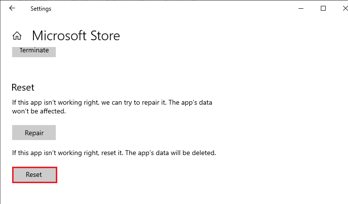 zresetuj sklep Microsoft