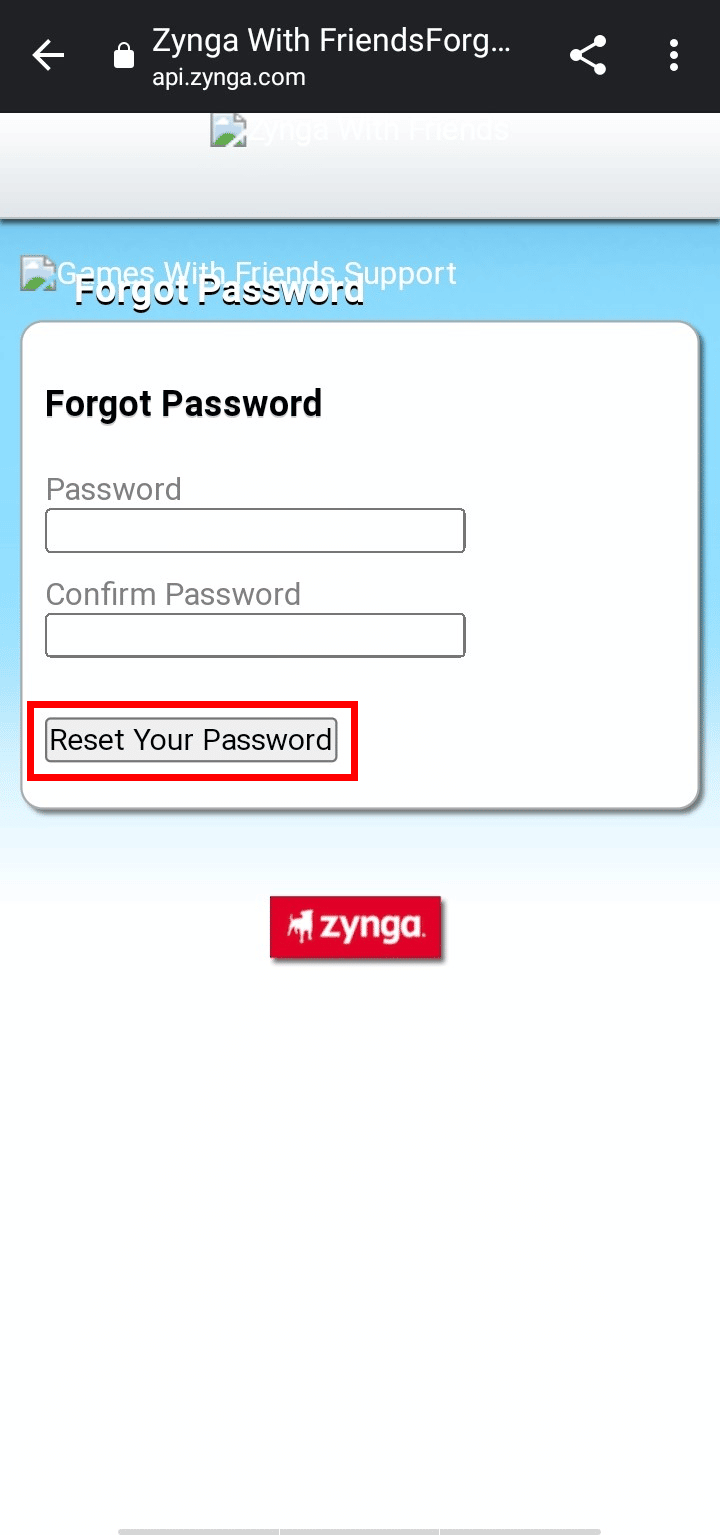 Click on Reset Your Password