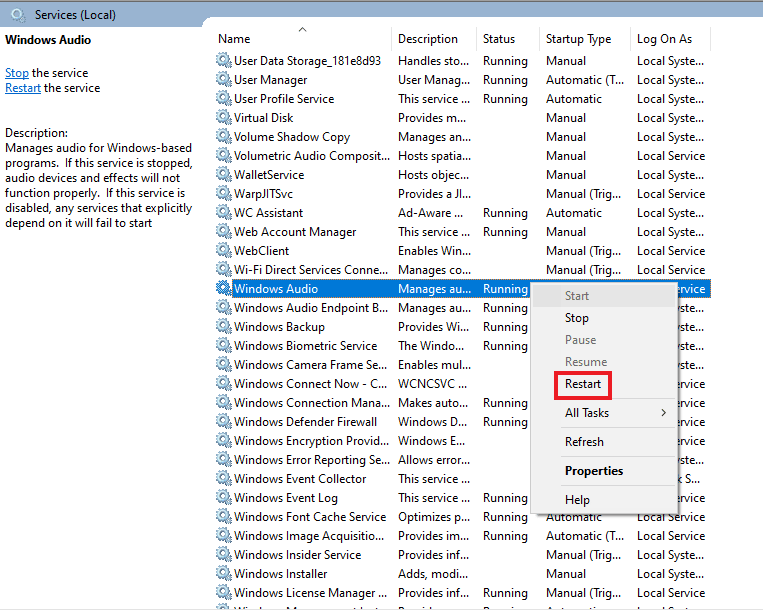 Click on Restart option. Fix Skype Can’t Access Sound Card in Windows 10