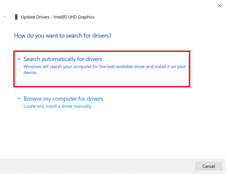 click on Search automatically for drivers. Fix Event 1000 Application Error in Windows 10