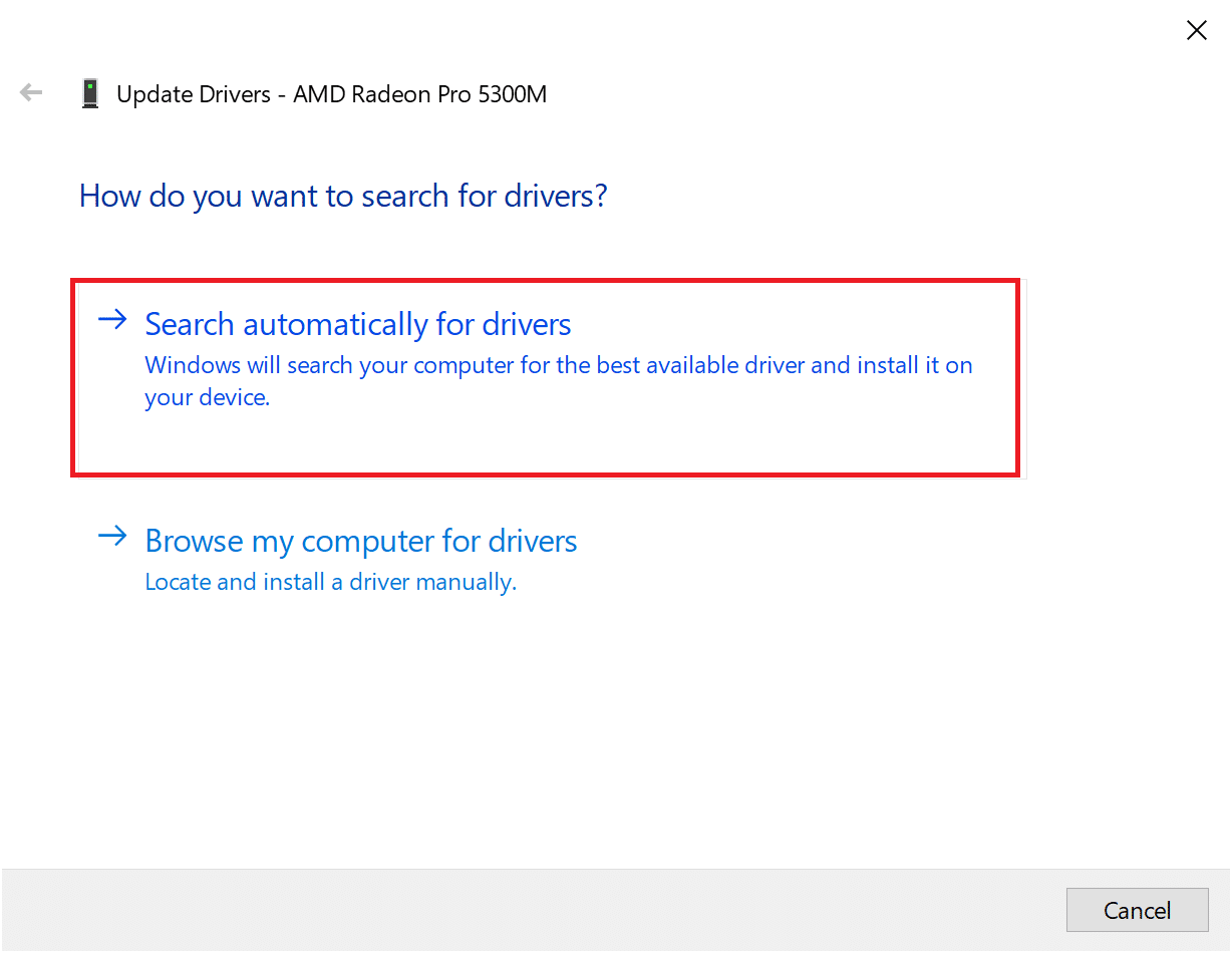Click on Search automatically for updated driver software