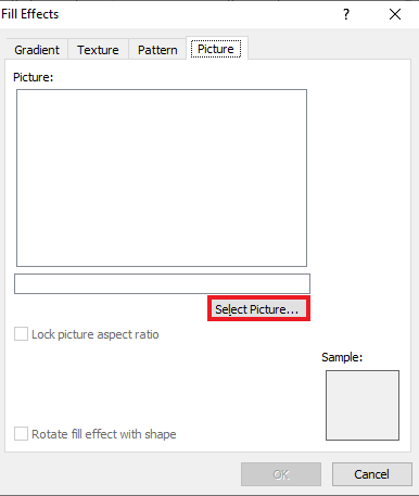 Click on select picture | How to Change Background Color in Microsoft Word