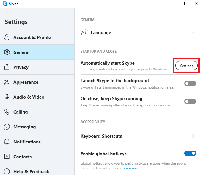 Click on Settings button for Automatically start Skype. How to Stop Skype from Muting Other Sounds