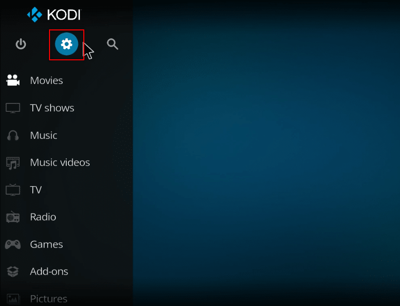 Click on Settings icon. How to optimize Kodi
