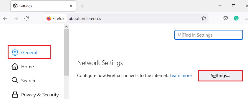 Click on Settings… under Network Settings. 