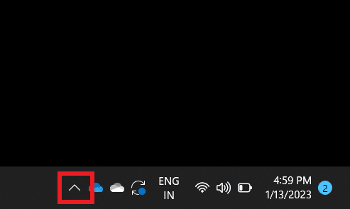 Click on Show hidden icons icon