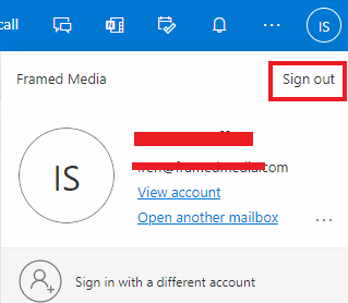 Click on the Sign out option to sign out of the current Outlook account