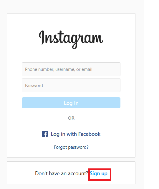 click on sign up | stalk your Instagram private