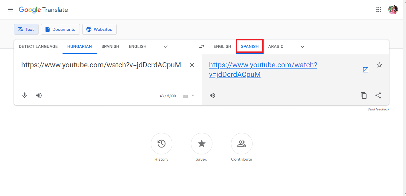 Click on Spanish or any other language