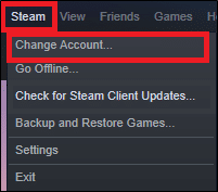 click on Steam followed by Change Account… 
