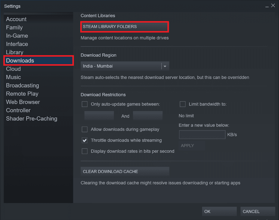 Click on STEAM LIBRARY FOLDERS under the Content Libraries section