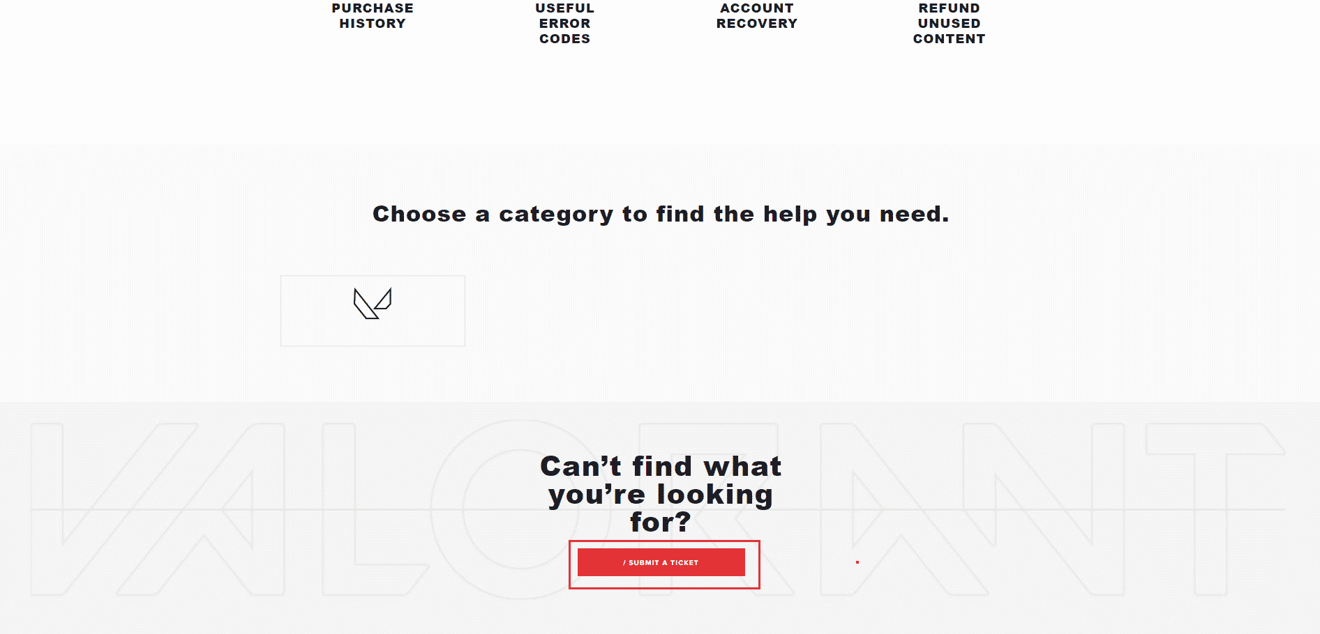 click on submit a ticket option in the valorant support page