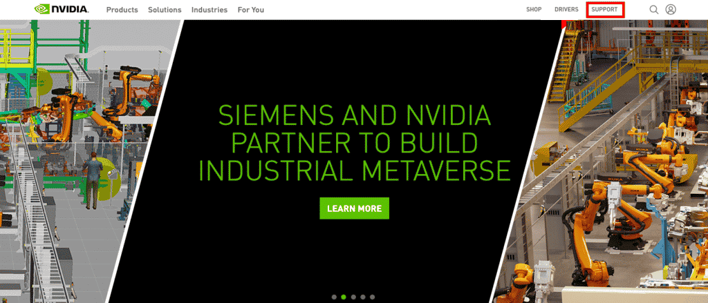 click on support option in nvidia website