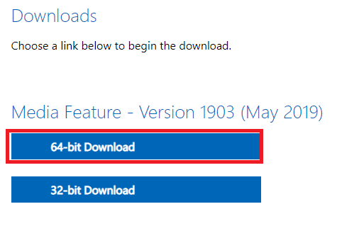 Click on the 64 bit Download button on the screen 