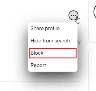 click on the Block option under the drop-down menu