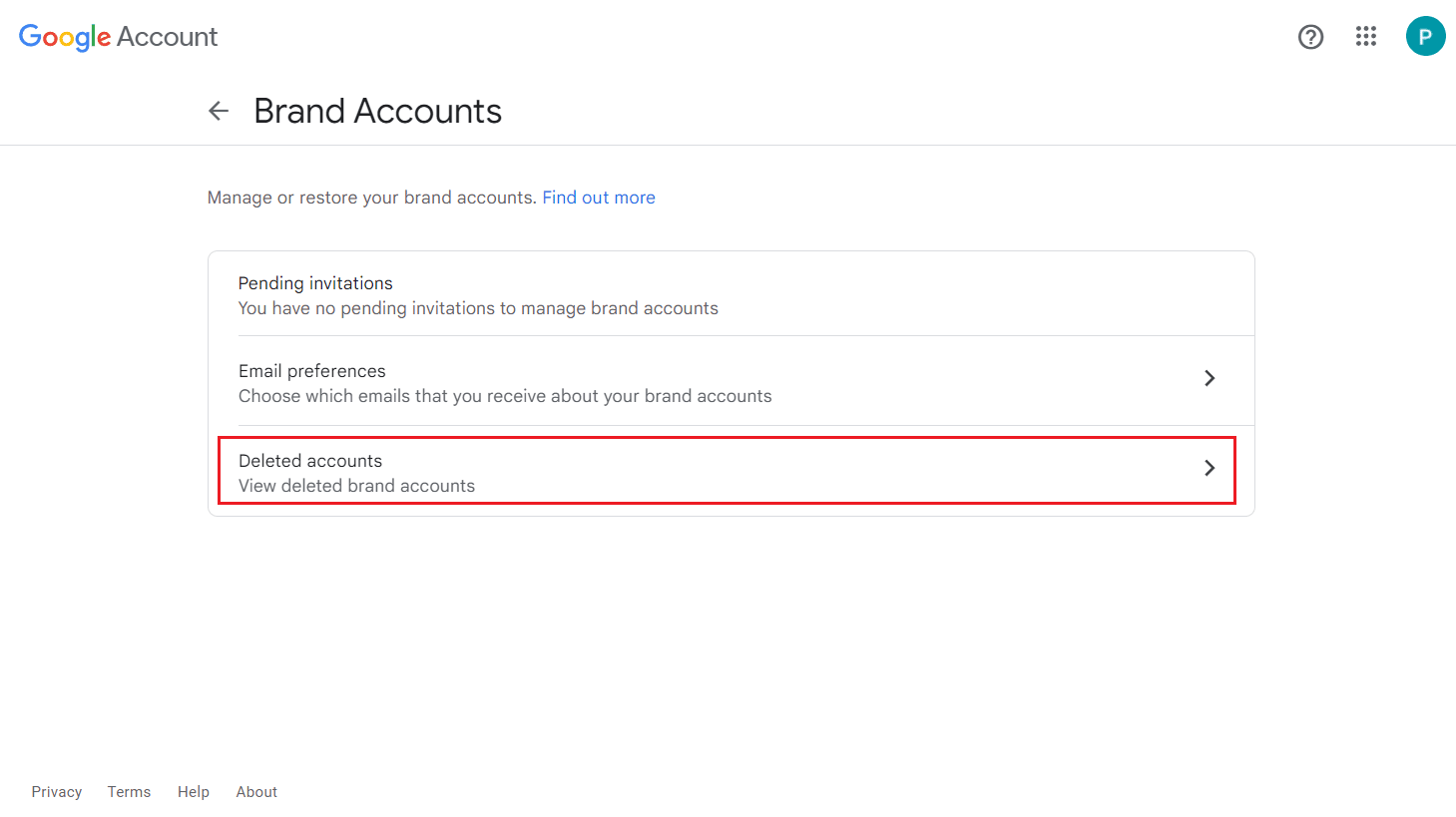 click on the Deleted accounts option