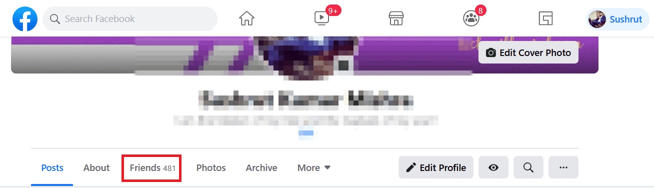 Click on the Friends button to open up your friend list on Facebook