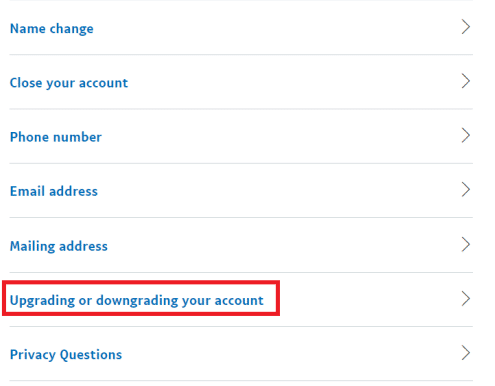 click on the Upgrading or downgrading your account option | How to Delete a PayPal Business Account