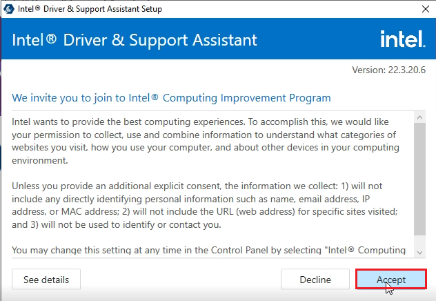 click on the Accept button. Fix Esrv.exe Application Error in Windows 10