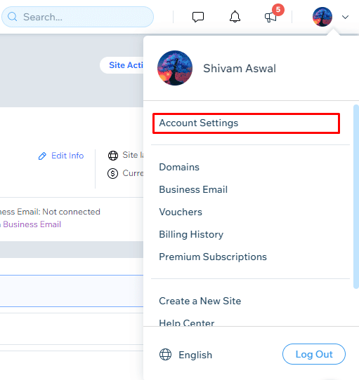Click on the Account Settings option, under the profile pic drop-down menu to access your account settings. 