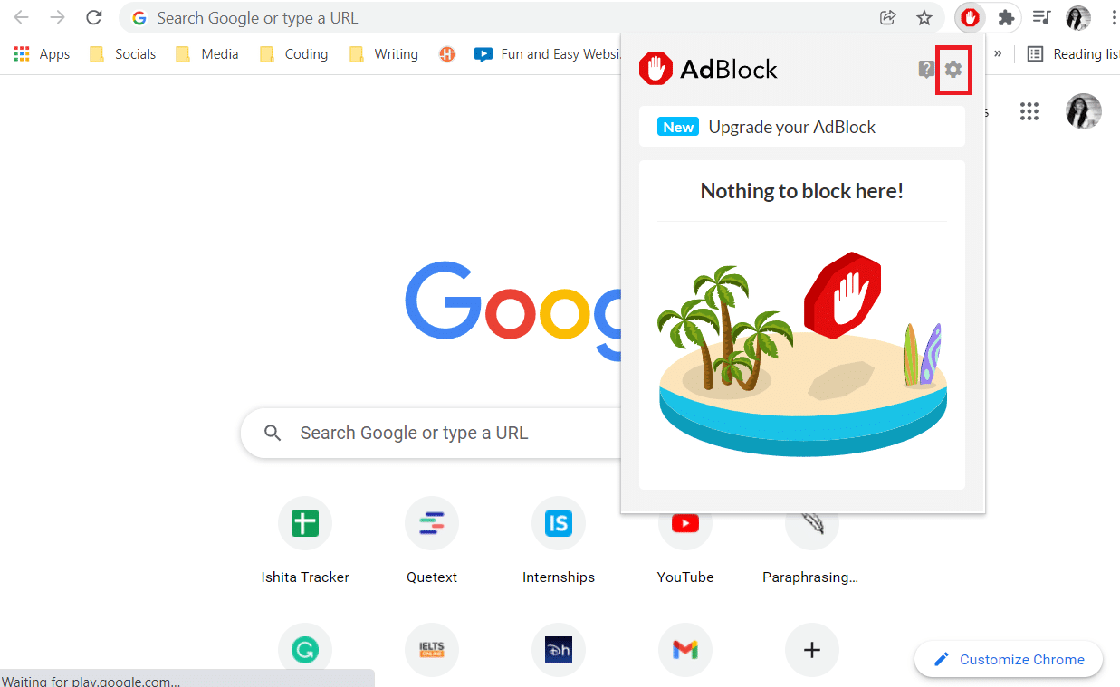 Click on the Adblock extension and click on the settings 