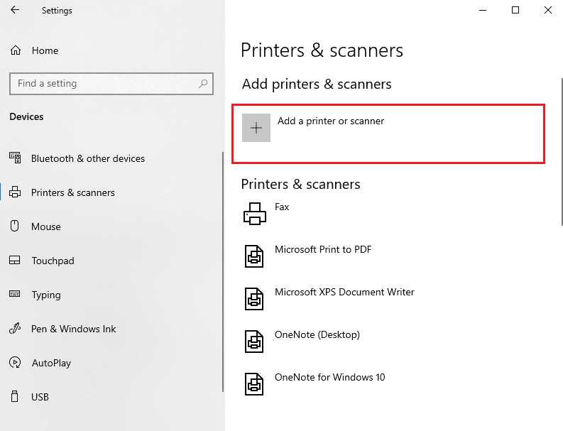 Click on the Add a printer scanner button 