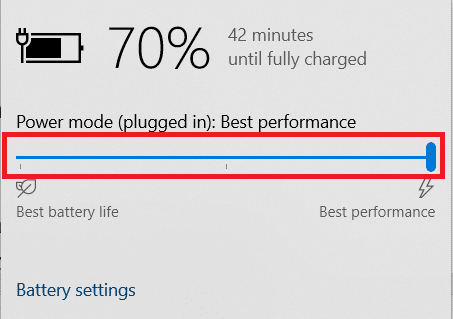 click on the battery icon in the system tray. Move the slider to Best performance. Fix Laptop Thermal Throttling