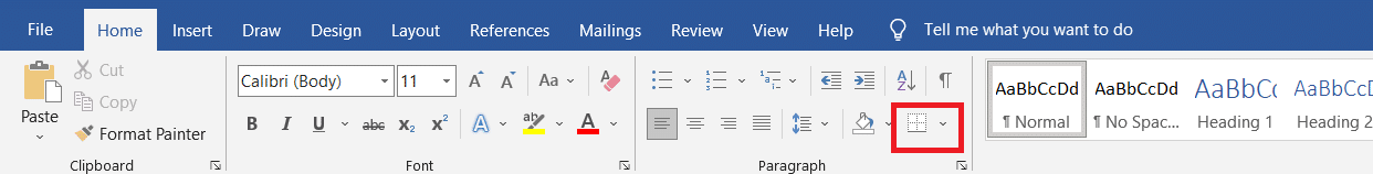Click on the bottom border dropdown. How to Insert a Line in Word