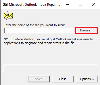 Click on the Browse… button. Fix Outlook only Opens in Safe Mode on Windows 10