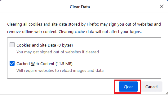 Click on the clear button. Fix Firefox is Already Running