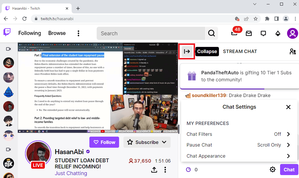 Click on the Collapse button. Fix Twitch Unable to Connect to Chat