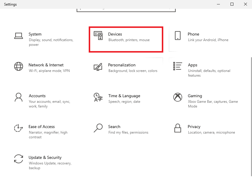 Click on the Devices setting. Ways for Connecting Droid Turbo to Windows PC