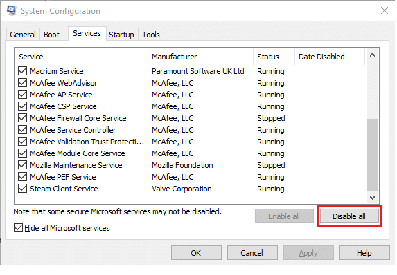 Click on the Disable All button to stop all third party and unnecessary services from running in the background. How to Fix .NET Runtime Optimization Service High CPU Usage