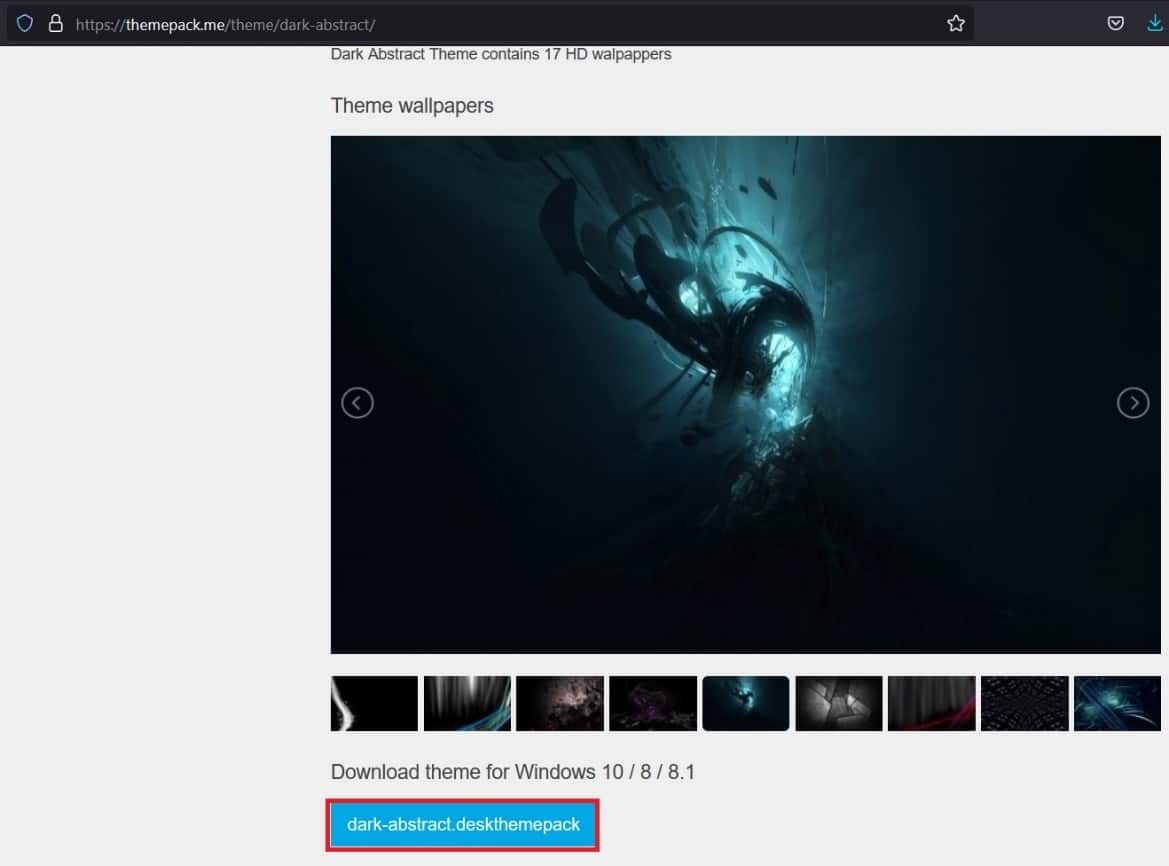 Click on the download button below Download theme for Windows 10.