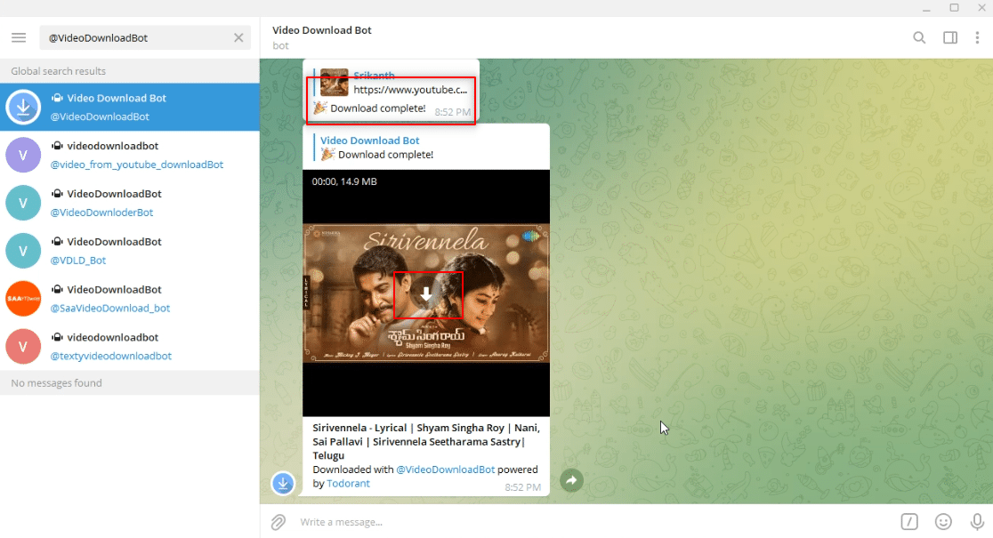 Click on the download icon to download the video. How to Download Telegram Videos