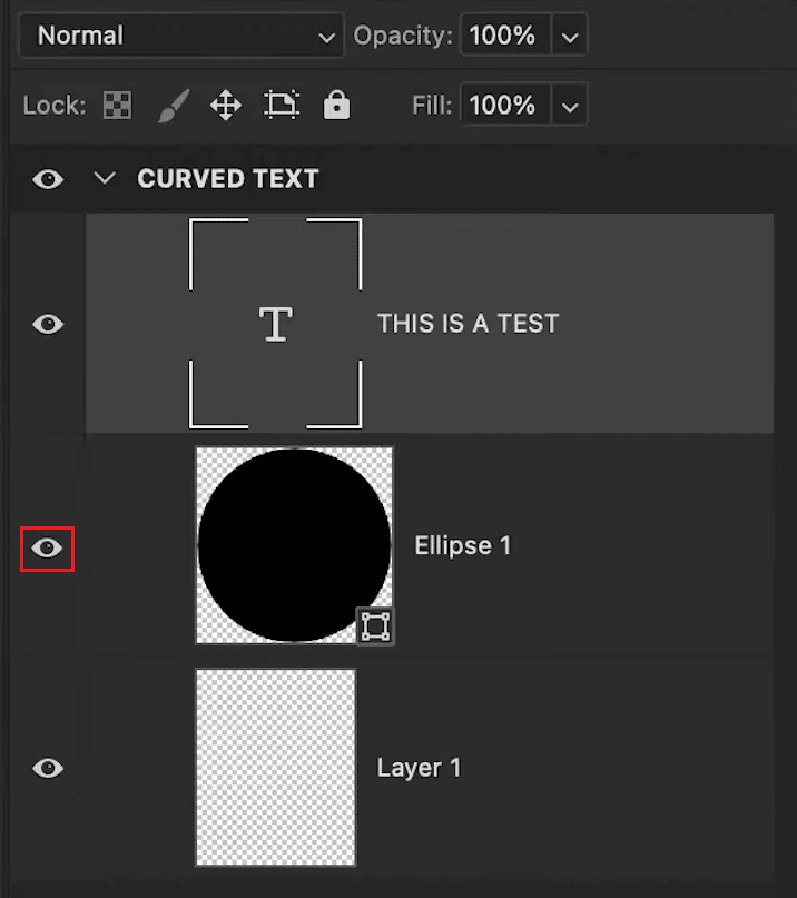 click on the eye icon from the right pane next to the Ellipse tab to hide the ellipse layer