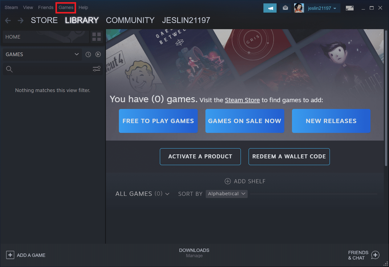Click on the Games at the top. Fix Steam App Configuration Unavailable