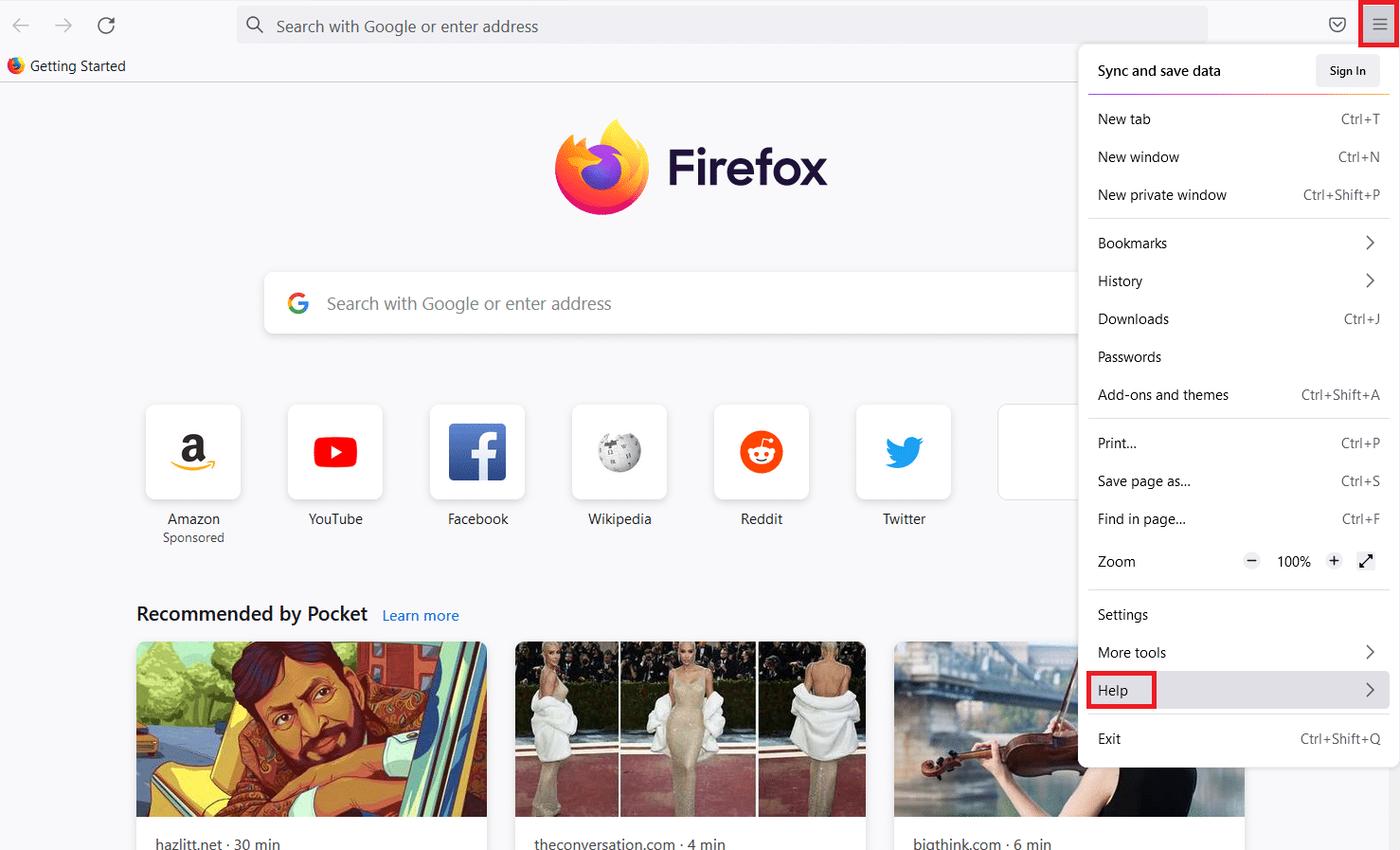 click on the Help option in the list displayed. Fix Firefox PR END OF FILE ERROR in Windows 10