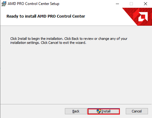 Click on the Install button to complete the installation of the software