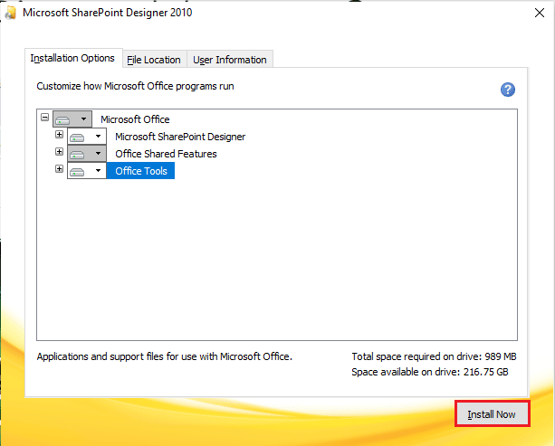 Kliknite gumb Namesti zdaj, da prenesete Microsoft Office Picture Manager