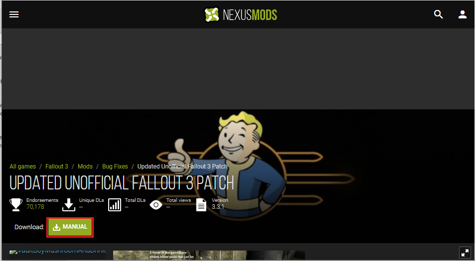Click on the MANUAL button. The Ultimate Fallout 3 Crash Guide