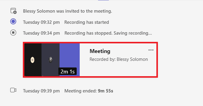 Click on the meeting recording