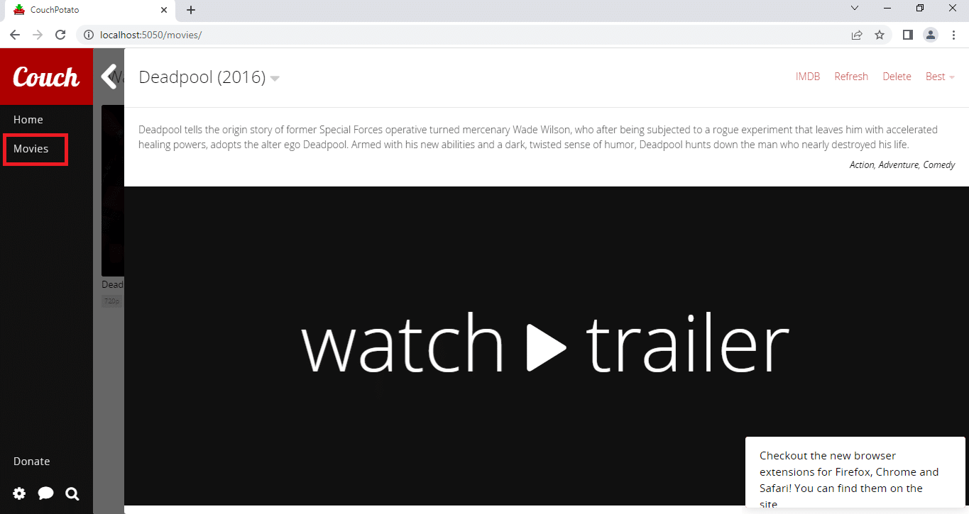 Click on the Movies tab on the left pane