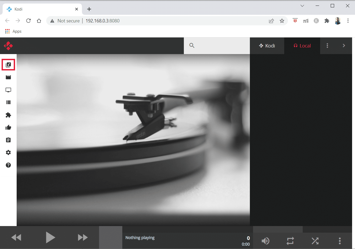 Click on the Music icon in the right pane