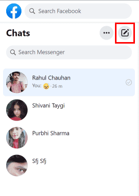 Click on the new chat icon to start a new chat