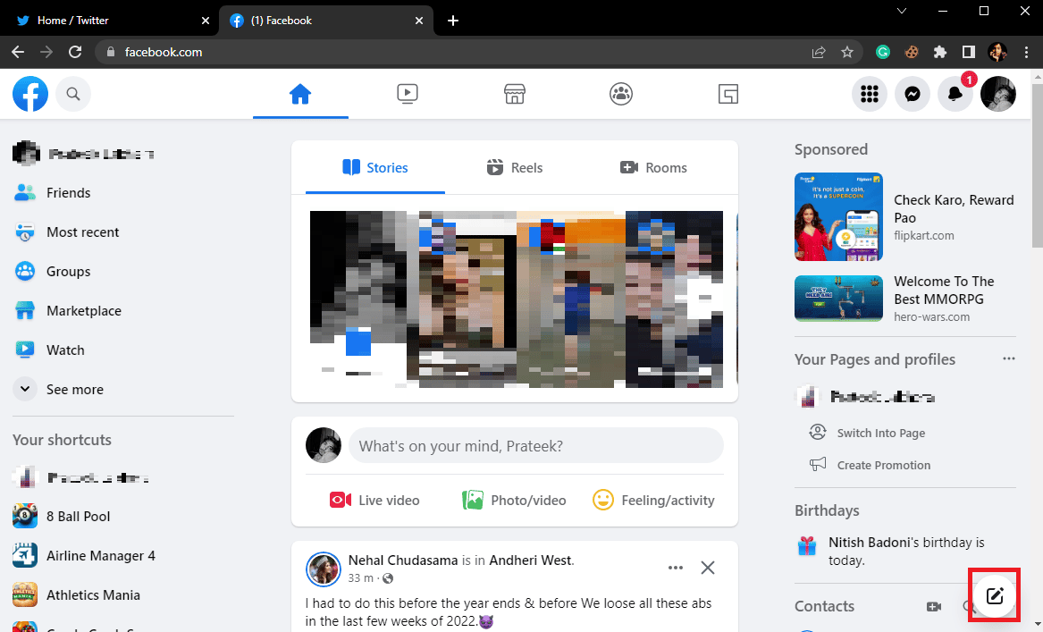 Click on the New Message icon. How to Share Twitter Post on Facebook