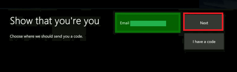 click on the Next button to receive a verification code | Xbox one keeps signing me out
