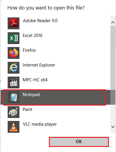 Click on the Notepad option and click on the OK button. Fix Remote Desktop Cannot Connect to the Remote Computer