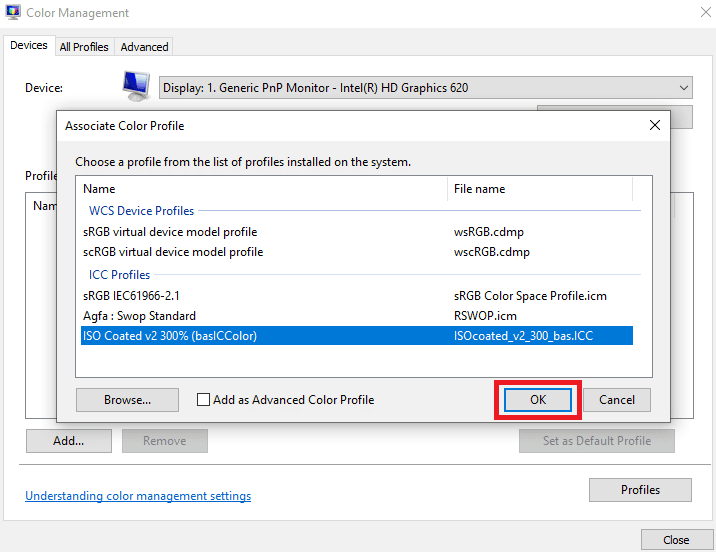 Click on the OK option to confirm. How to Install ICC Profile on Windows 10