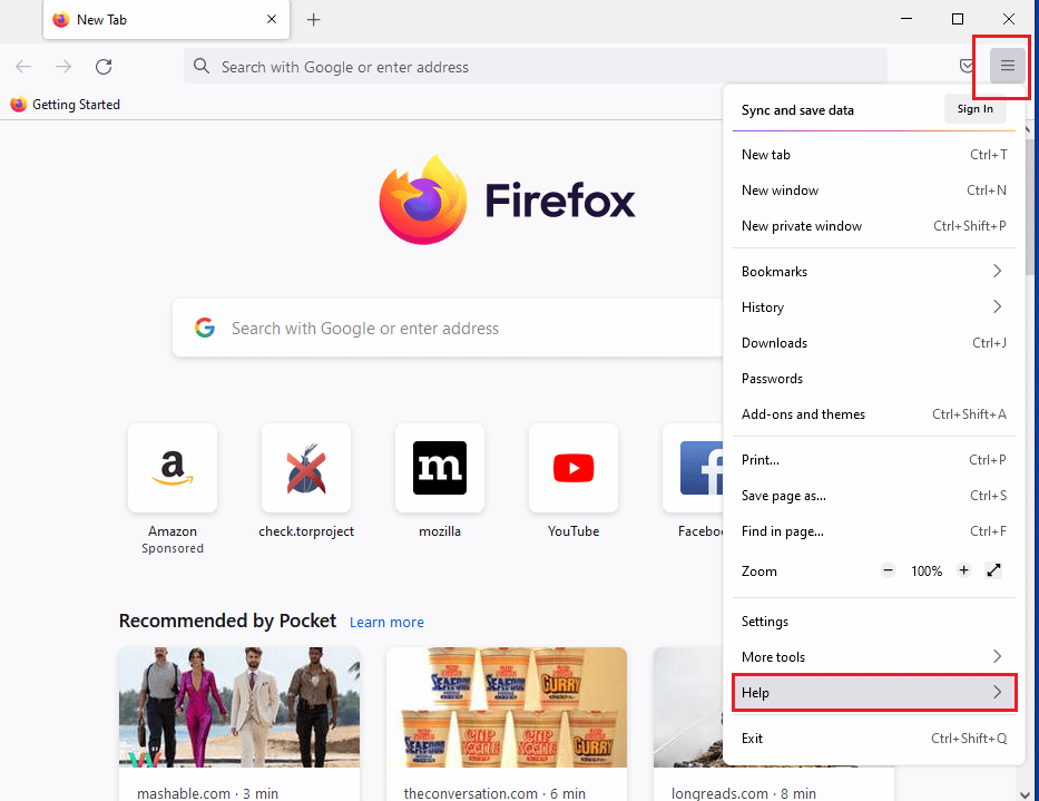 Нажмите кнопку «Открыть меню приложения» и выберите пункт «Справка» в отображаемом списке. Исправить ошибку Mozilla Firefox «Не удалось загрузить XPCOM» в Windows 10